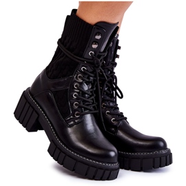 PE1 Botas altas femininas com zíper preto Enroe