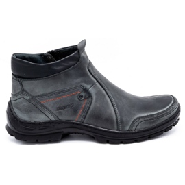 Olivier Botas de couro de inverno masculino 352 MP cinza
