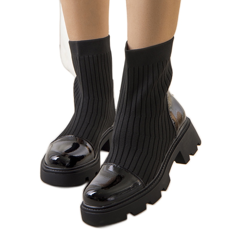 Botas pretas com cabedal Edelmi flexível preto
