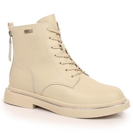 Botas de couro com cadarço com zíper Goe W INT1592A bege