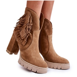 Lewski Shoes Botas de plataforma de camurça sapatos Lewski 3251 bege marrom