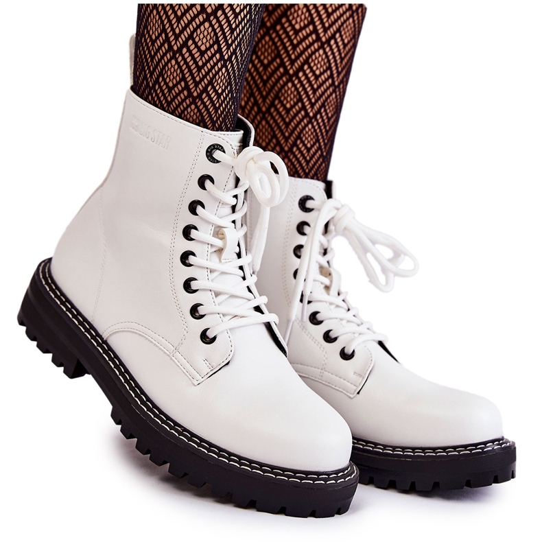 Botas femininas na plataforma branca Big Star KK274539 branco