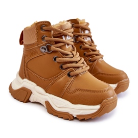 FR1 Botas infantis Caçadores quentes com zíper Camel Marvin marrom