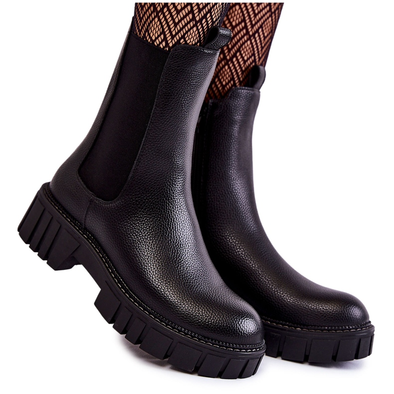 Sergio Leone Botas femininas de couro na plataforma preta Bente preto