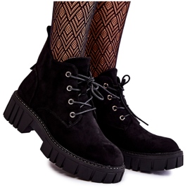 Sergio Leone Botas quentes de camurça com cadarço pretas Bjorg preto