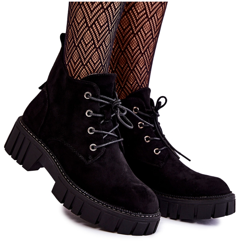 Sergio Leone Botas quentes de camurça com cadarço pretas Bjorg preto
