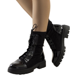 Botas pretas com cabedal Asela flexível preto
