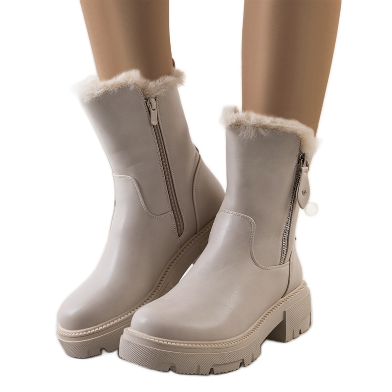 Botas de neve bege com pelo Degli