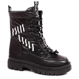 Botas de neve de mulher com atacadores e plataforma Vinceza preta preto