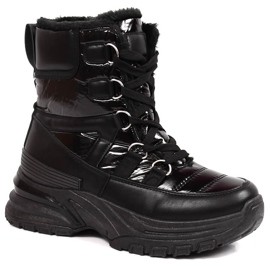 Botas de neve de mulher com atacadores preto metálico Potocki Botas de neve de mulher com atacadores preto metálico Potocki