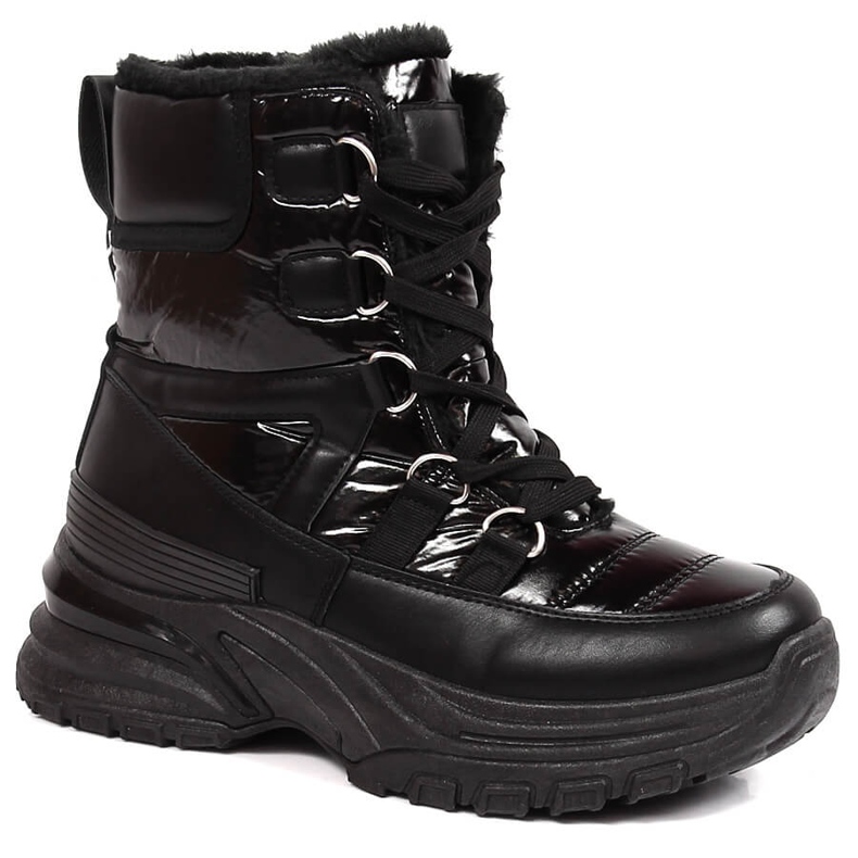 Botas de neve de mulher com atacadores preto metálico Potocki