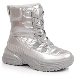 Botas de neve de mulher com atacadores prateado metalizado Potocki prata