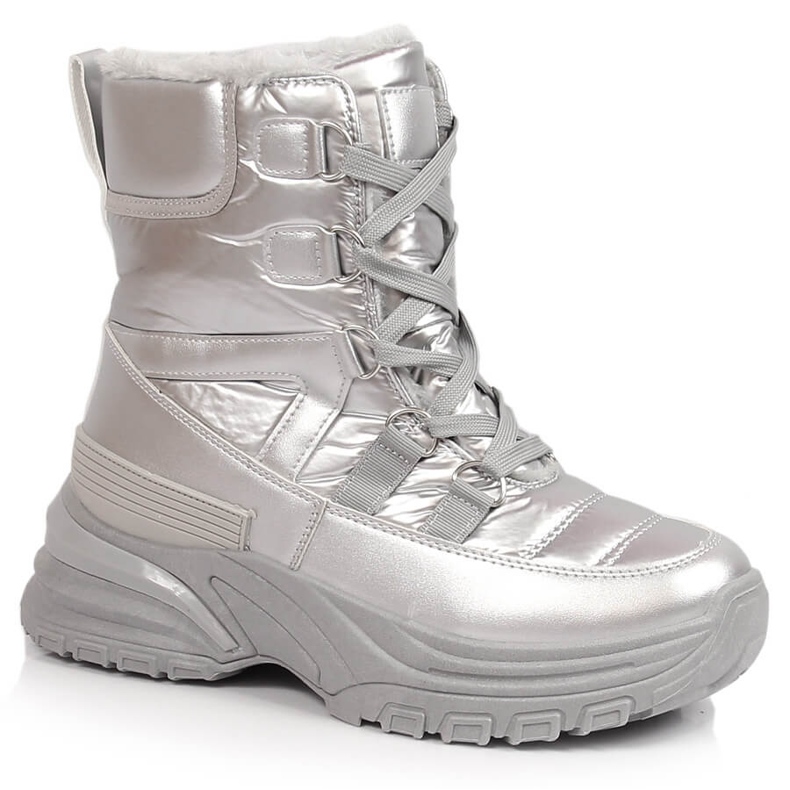 Botas de neve de mulher com atacadores prateado metalizado Potocki prata