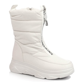 Botas de neve femininas com zíper, branco Potocki