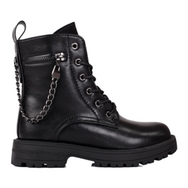Botas para menina com corrente Shelovet preta preto