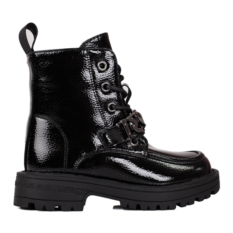 Botas pretas com atacadores para meninas preto