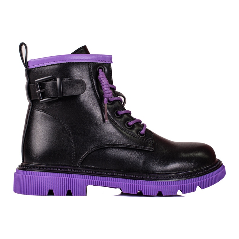 Botas de menina Shelovet pretas com sola roxa preto