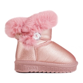 Botas de neve rosa para meninas com pele