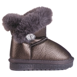 Botas de neve de menina com pelo Shelovet castanho