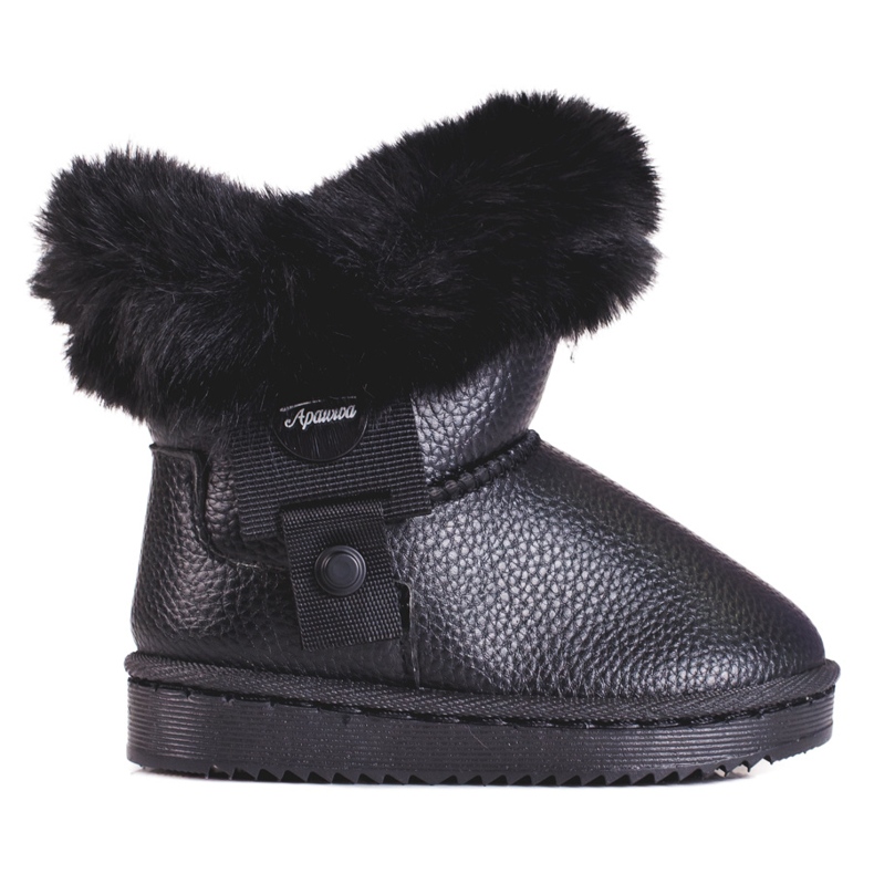 Botas de neve pretas de menina com pelo Shelovet preto