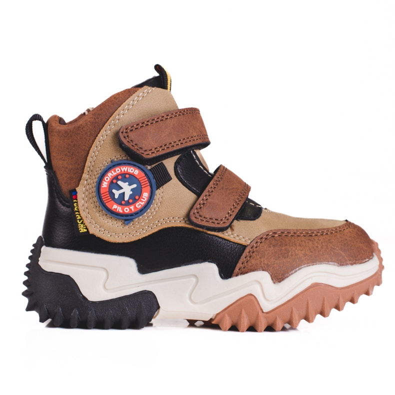 Botas altas para menino com velcro Shelovet castanho