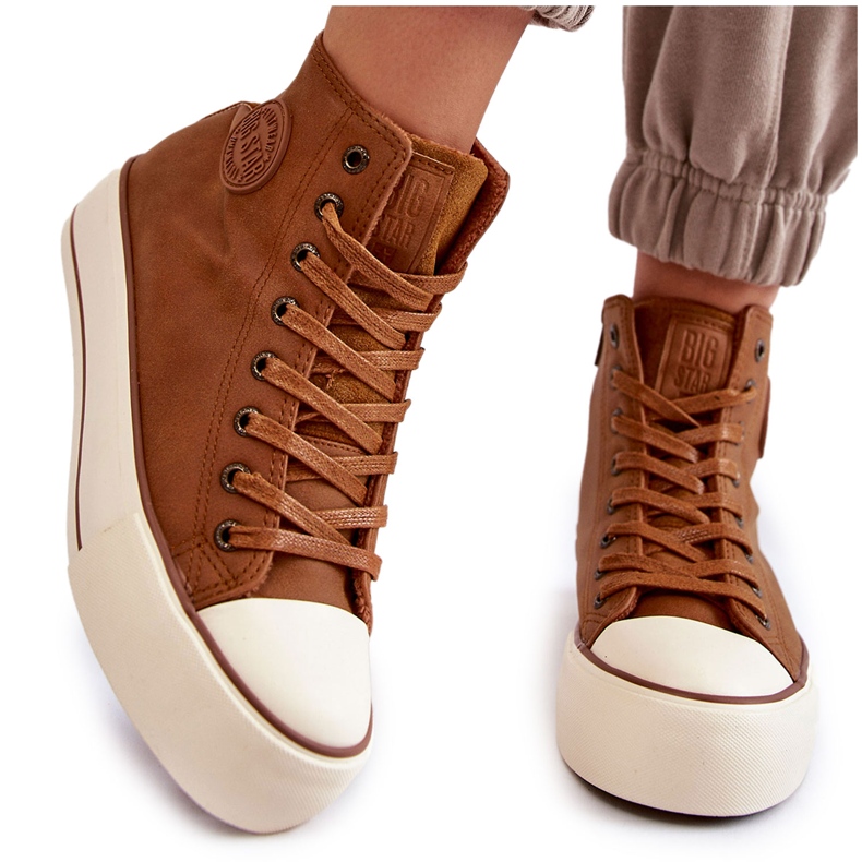 Tênis feminino com isolamento alto Big Star KK274171 marrom castanho