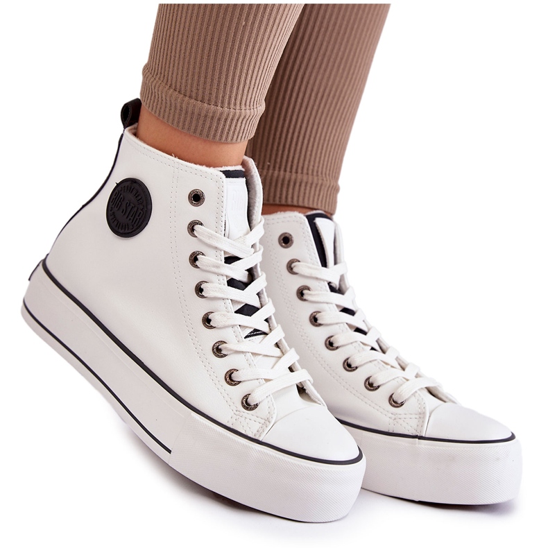 Tênis feminino com isolamento alto Big Star KK274170 branco