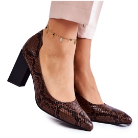 Sapatos de couro de pele de cobra La.Fi 230027BR-XS marrom