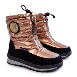 Botas altas de neve isoladas com lã dourada preto