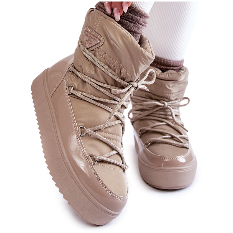 PM1 Botas femininas de neve com cadarço na moda bege carrios PM1 Botas femininas de neve com cadarço na moda bege carrios