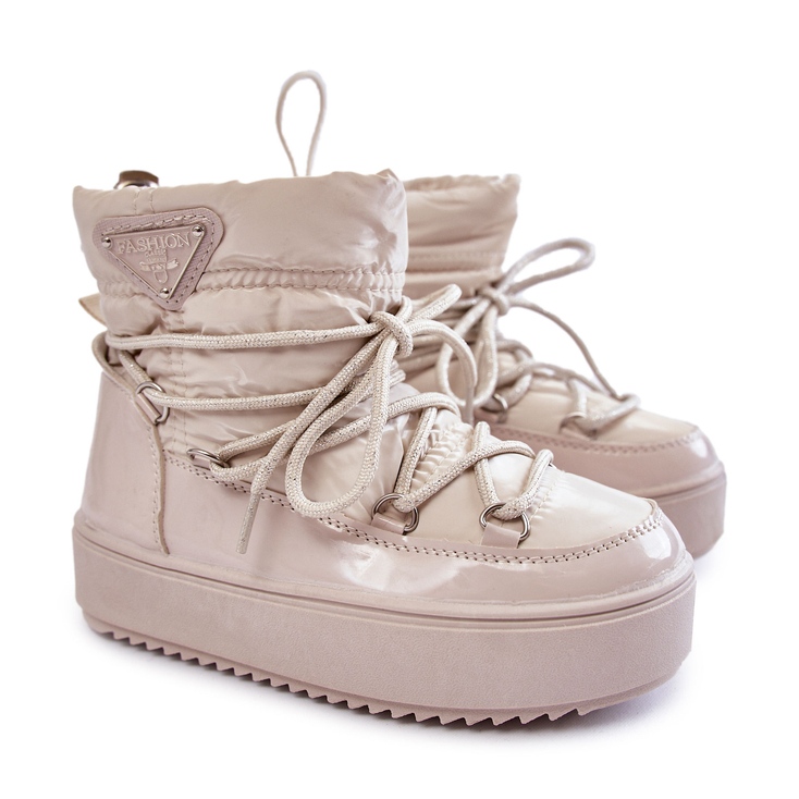 PM1 Botas de neve quentes com cadarço bege Colina castanho