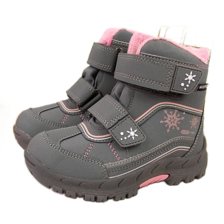 Botas de neve impermeáveis ​​Velcro American Club Jr AM852B cinza