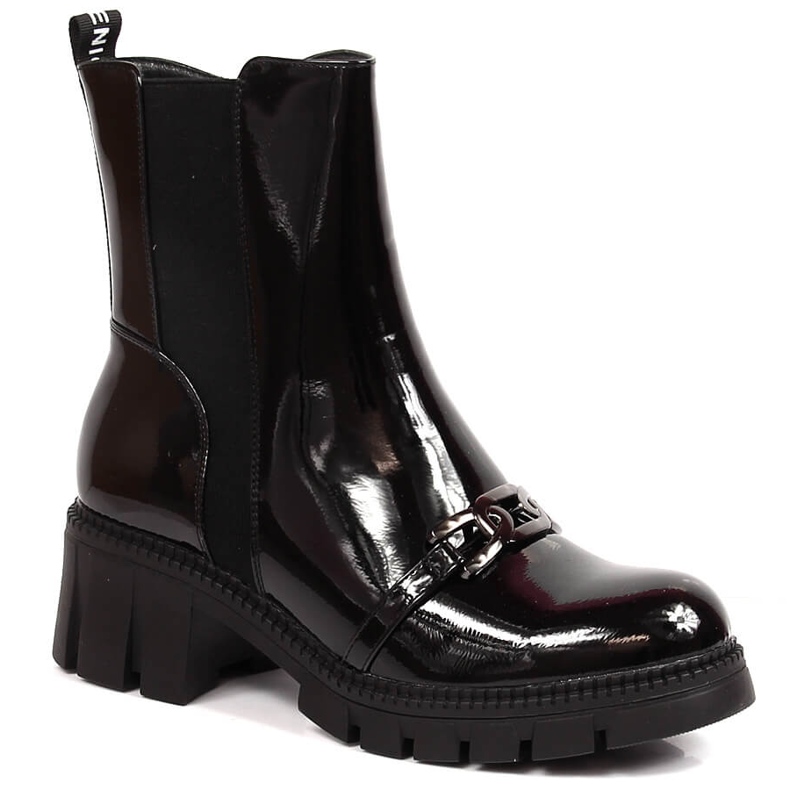 Botas lacadas em bloco e plataforma com corrente, preto quente Potocki Botas lacadas em bloco e plataforma com corrente, preto quente Potocki