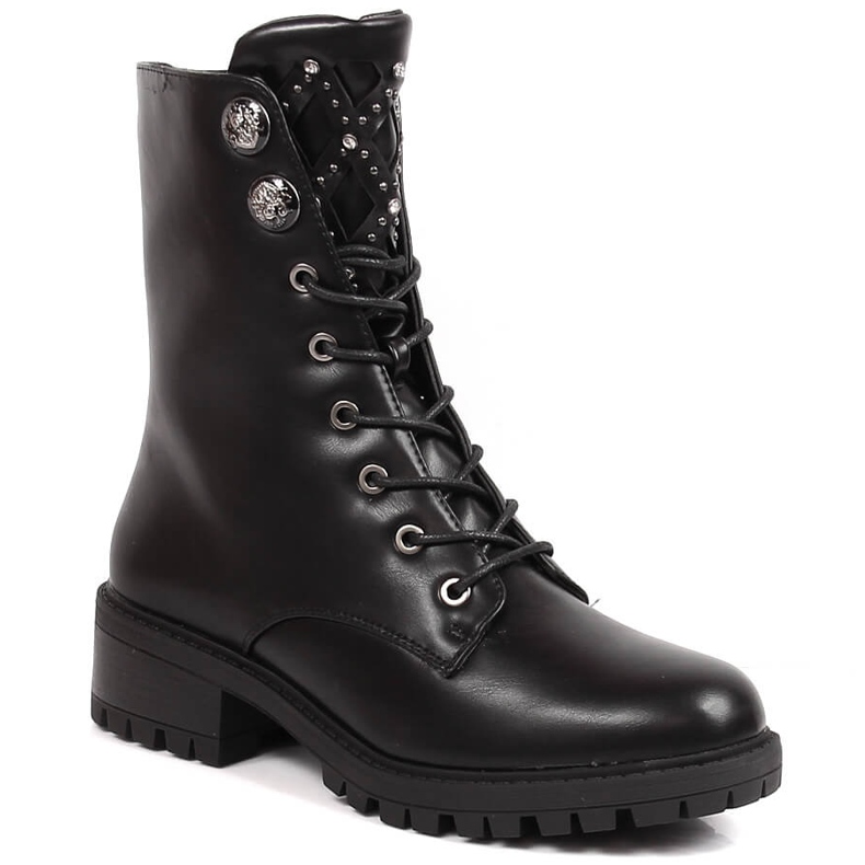 Jezzi Botas femininas com jatos pretos com jatos