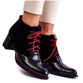 PA2 Botas Femininas de Salto Baixo Preto Ebba