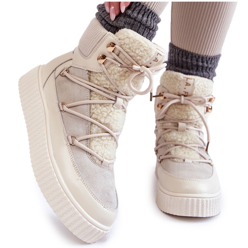 PL4 Botas de neve femininas La.Fi 280072W-QN Bege claro PL4 Botas de neve femininas La.Fi 280072W-QN Bege claro