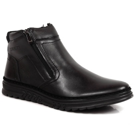 Sapatos masculinos de couro preto com zíper, T.Sokolski
