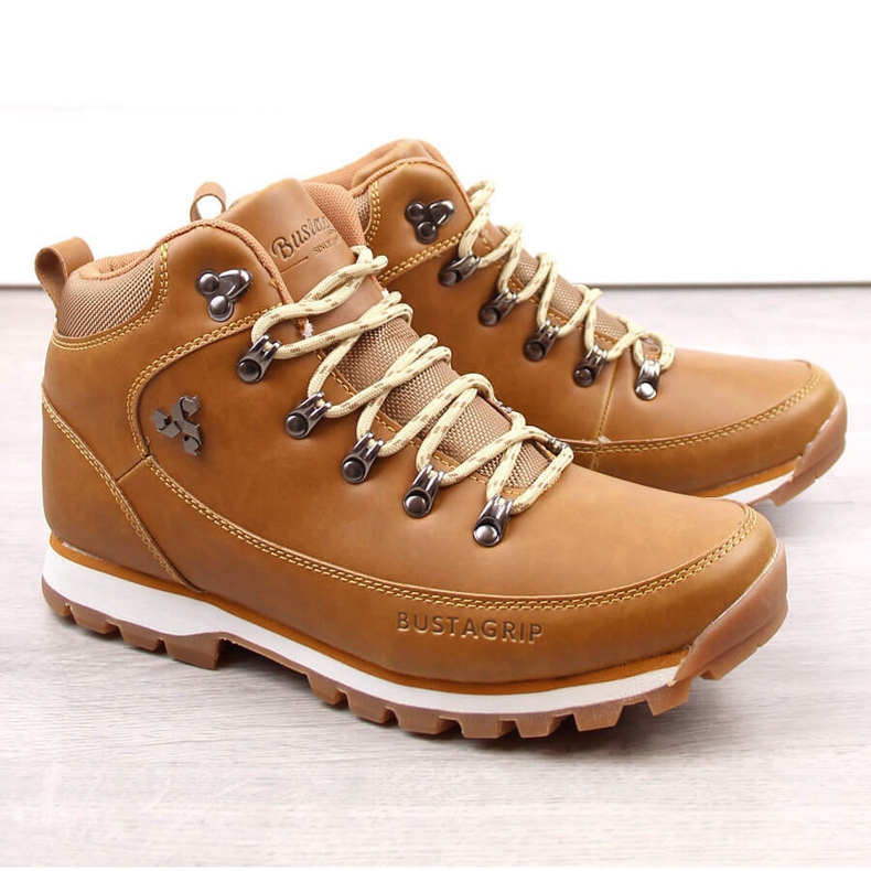 Tênis de trekking masculino de couro amarelo Outback Bustagrip