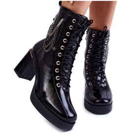 FILIPCZYK Botins de couro isolados elegantes com decoração, pretos