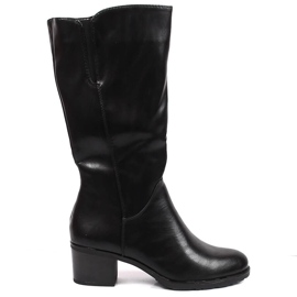 Botas femininas de salto alto com elástico Jezzi preto Botas femininas de salto alto com elástico Jezzi preto