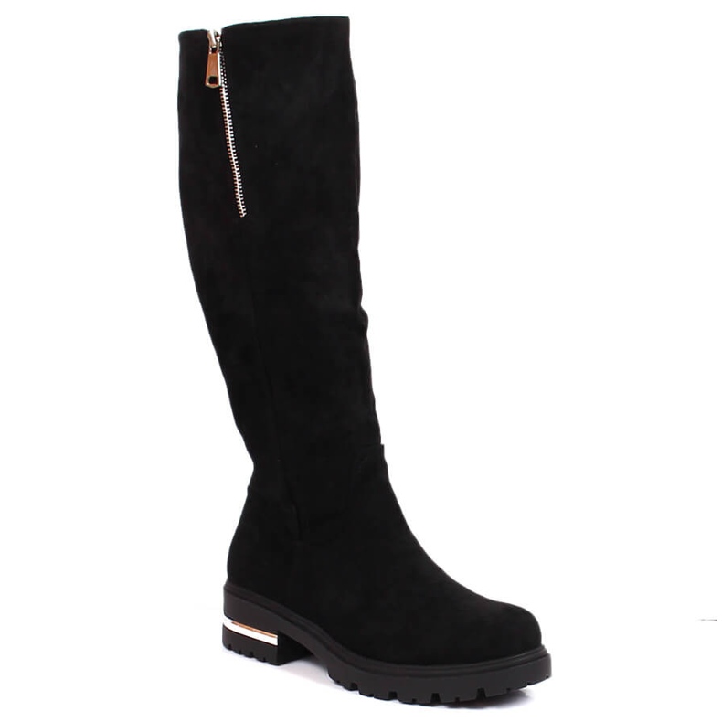 Filippo Botas de camurça feminina com zíper, Potocki isolado preto Filippo Botas de camurça feminina com zíper, Potocki isolado preto