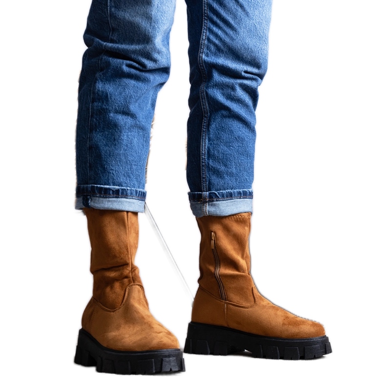 Botins de plataforma castanha castanho