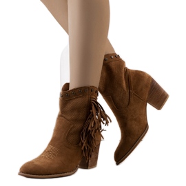 PA1 Botas de cowboy castanhas com franjas de Ophelia castanho PA1 Botas de cowboy castanhas com franjas de Ophelia castanho