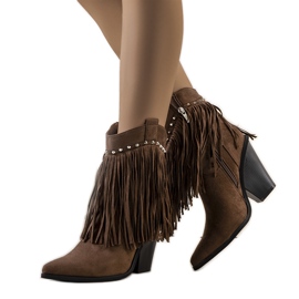 PA1 Botas de cowboy castanhas com franjas Zanco castanho
