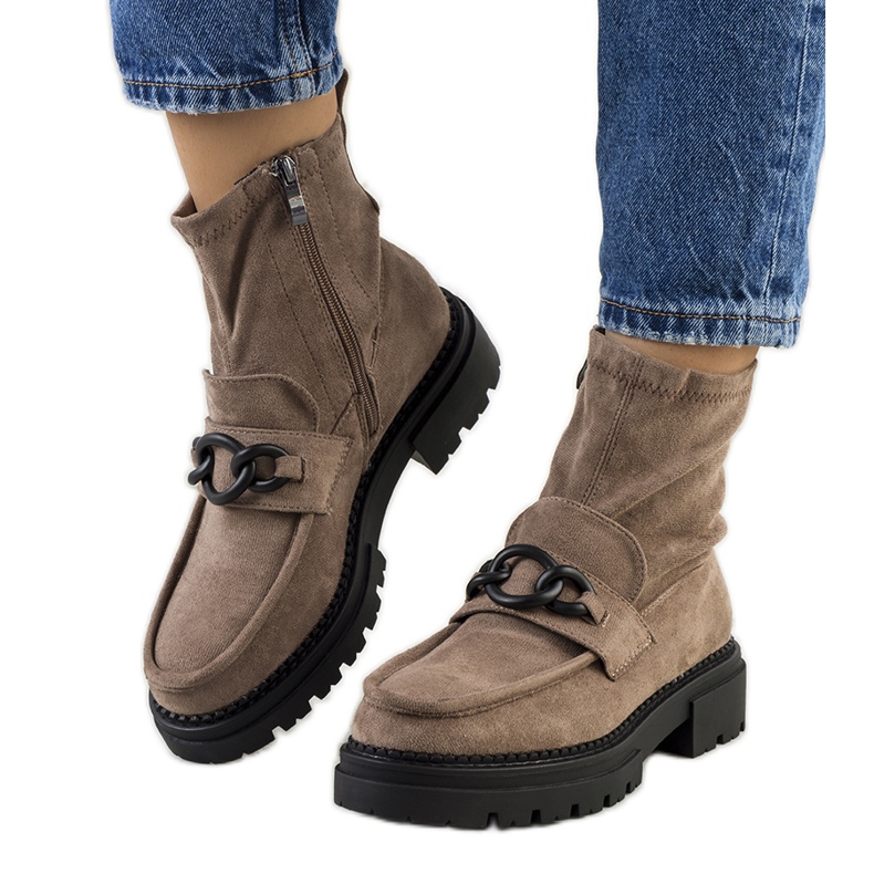 Botas marrons bege Botas marrons bege