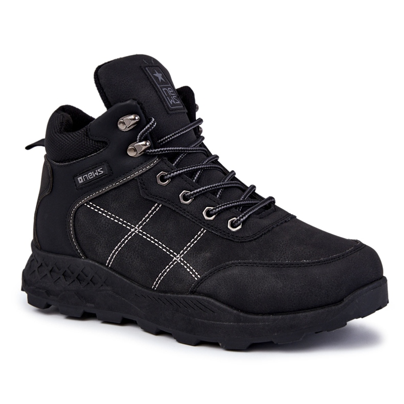 NEWS Botas quentes pretas masculinas Allan Black Trappers preto