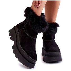 PL5 Botas de neve femininas de camurça preta Ann preto