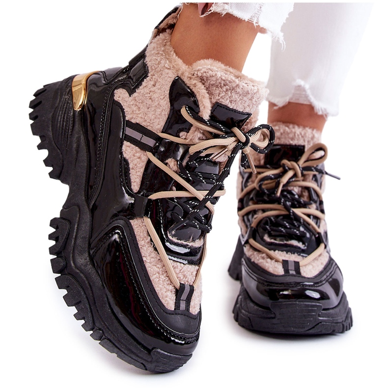 PM1 Botas esportivas femininas com isolamento preto e bege Edora