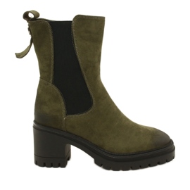 Vinceza Botas femininas de camurça com zíper Liris verde