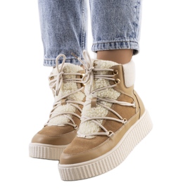 PA1 Botas de neve de mulher castanhas, Laursen bege cru